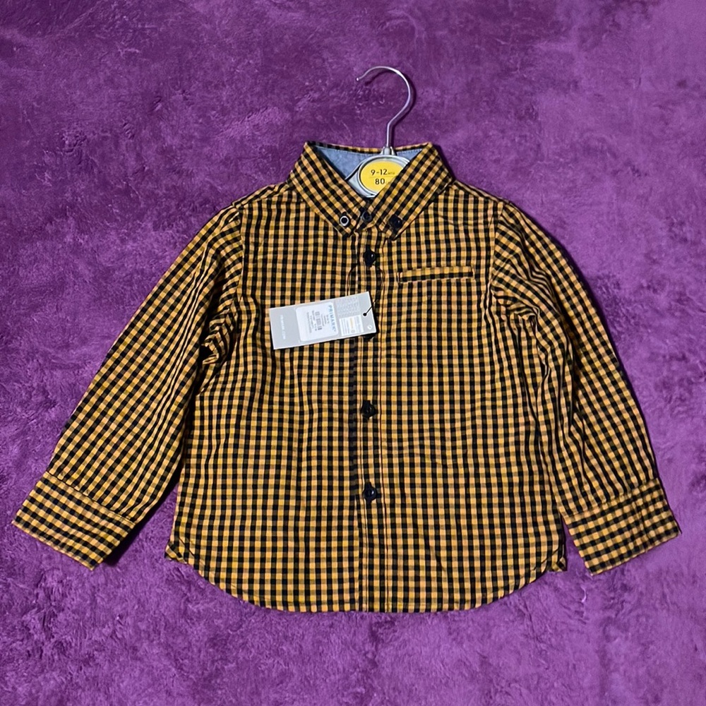 Plaid button down long sleeve collard shirt